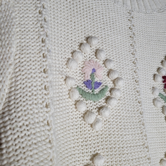 Vintage Embroidered Knit Top Medium - Picture 3 of 9